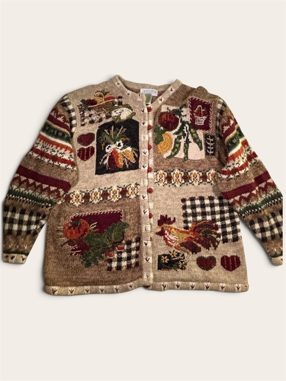 Casual Corner Annex Plus Fall Harvest Rooster Pumpkin Cardigan Size 26/28